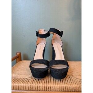 Black Suede Platform Sandals Ankle Women Shoes Sz‎ 9 Clubwear Cocktail Party